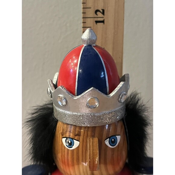 Vintage Nutcracker Village Nutcracker Prince Wooden Soldier Figure 2001 Red Blue - Picture 6 of 6